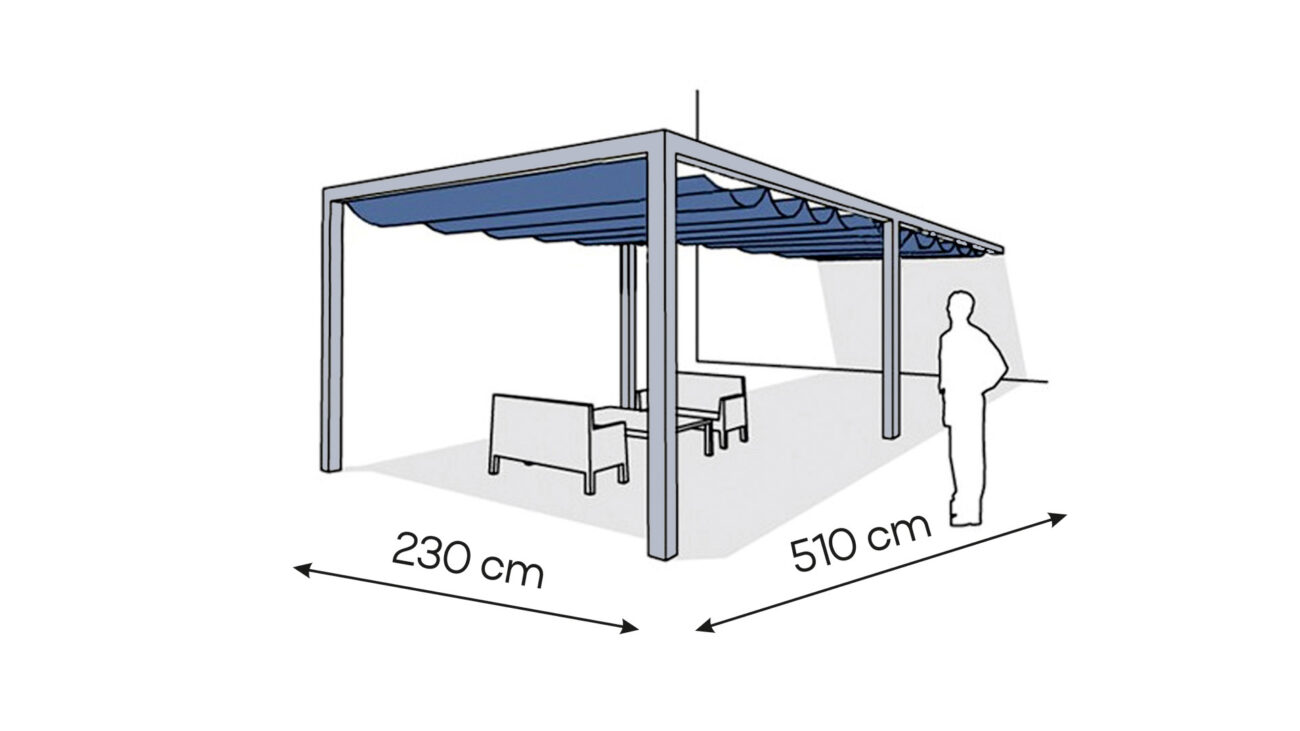 Pergola aluminiowa PS1 230 x 510 cm  Srebrny