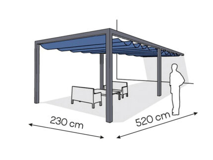 Pergola aluminiowa PS1 230 x 520 cm - Antracyt