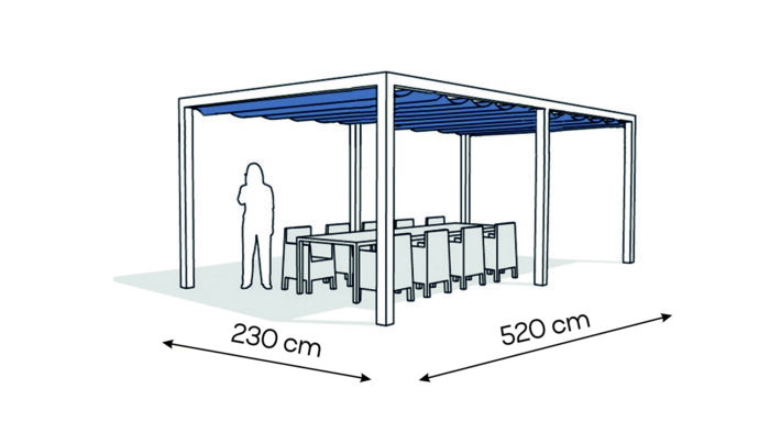 Pergola aluminiowa PW 230 x 520 cm  Bialy