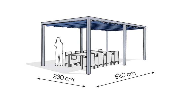 Pergola aluminiowa PW 230 x 520 cm  Srebrny