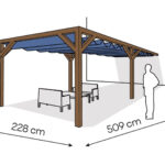 Pergola  PS1 drewno lakierowane 228 x 509 cm  ciemny orzech