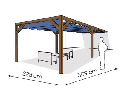Pergola  PS1 drewno lakierowane 228 x 509 cm  ciemny orzech