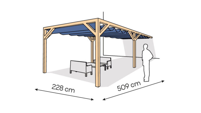 Pergola  PS1 drewno lakierowane 228 x 509 cm  lakier bezbarwny