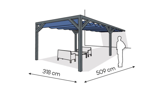 Pergola  PS1 drewno lakierowane 318 x 509 cm  antracyt