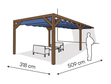 Pergola  PS1 drewno lakierowane 318 x 509 cm  ciemny orzech