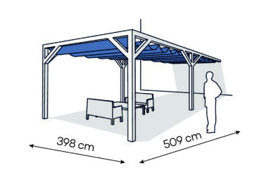 Pergola  PS1 drewno lakierowane 398 x 509 cm  biale