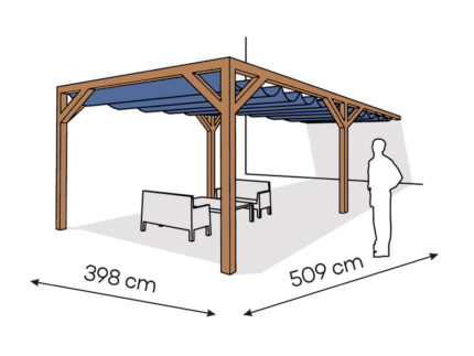 Pergola  PS1 drewno lakierowane 398 x 509 cm  bursztyn