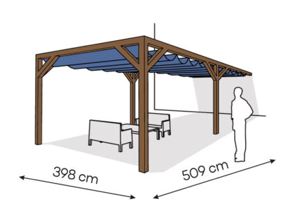 Pergola  PS1 drewno lakierowane 398 x 509 cm  ciemny orzech
