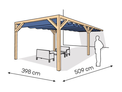 Pergola  PS1 drewno lakierowane 398 x 509 cm  lakier bezbarwny