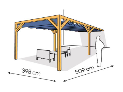 Pergola  PS1 drewno lakierowane 398 x 509 cm  sosna