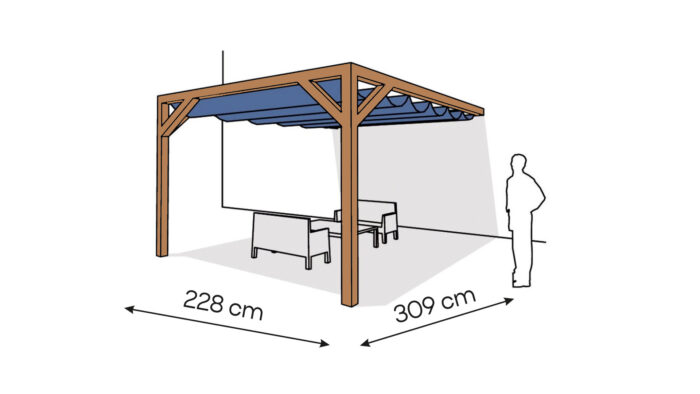 Pergola  PS1 drewno lakierowane 228 x 309 cm  bursztyn
