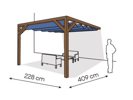 Pergola  PS1 drewno lakierowane 228 x 409 cm  ciemny orzech