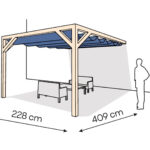 Pergola  PS1 drewno surowe 228 x 409 cm