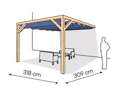 Pergola  PS1 drewno lakierowane 318 x 309 cm  lakier bezbarwny