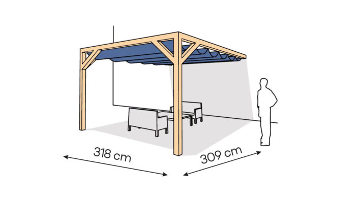 Pergola  PS1 drewno lakierowane 318 x 309 cm  lakier bezbarwny