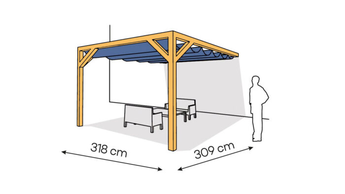 Pergola  PS1 drewno lakierowane 318 x 309 cm  sosna