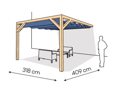 Pergola  PS1 drewno lakierowane 318 x 409 cm  lakier bezbarwny