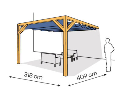 Pergola  PS1 drewno lakierowane 318 x 409 cm  sosna