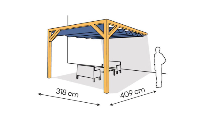 Pergola  PS1 drewno lakierowane 318 x 409 cm  sosna