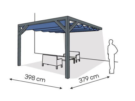 Pergola  PS1 drewno lakierowane 398 x 379 cm  antracyt