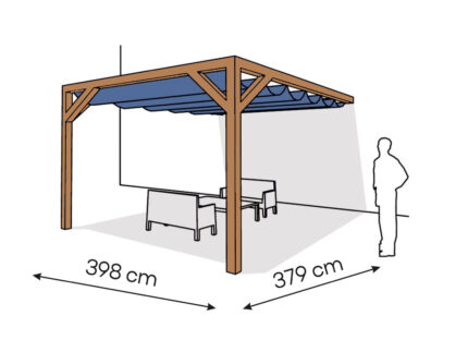 Pergola  PS1 drewno lakierowane 398 x 379 cm  bursztyn