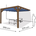 Pergola  PS1 drewno lakierowane 398 x 379 cm  ciemny orzech