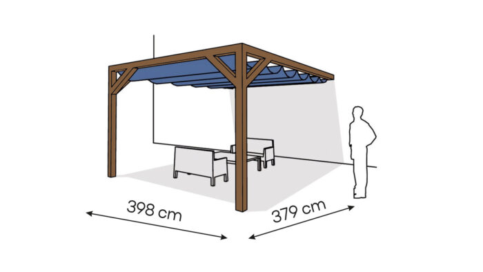 Pergola  PS1 drewno lakierowane 398 x 379 cm  ciemny orzech