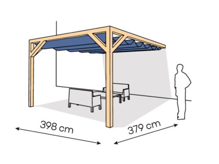 Pergola  PS1 drewno lakierowane 398 x 379 cm  lakier bezbarwny