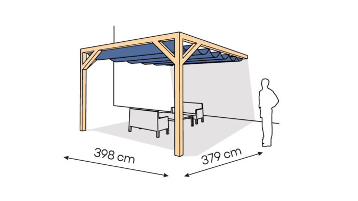 Pergola  PS1 drewno lakierowane 398 x 379 cm  lakier bezbarwny