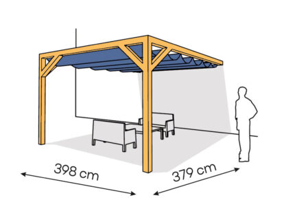 Pergola  PS1 drewno lakierowane 398 x 379 cm  sosna
