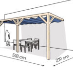 Pergola  PS2 drewno surowe 219 x 518 cm