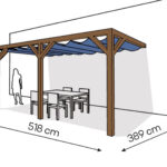 Pergola  PS2 drewno lakierowane 389 x 518 cm  ciemny orzech