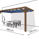 Pergola  PS2 drewno lakierowane 219 x 418 cm  ciemny orzech