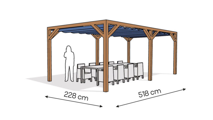 Pergola  PW drewno lakierowane 228 x 518 cm  bursztyn
