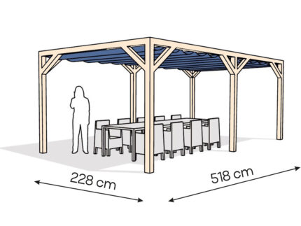 Pergola  PW drewno surowe 228 x 518 cm