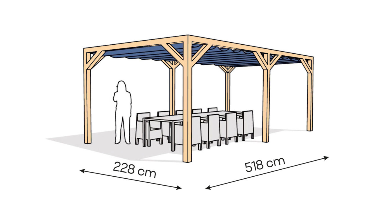 Pergola  PW drewno lakierowane 228 x 518 cm  lakier bezbarwny