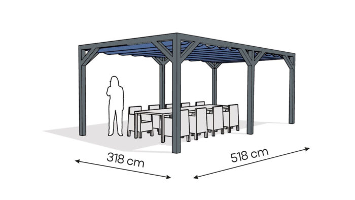 Pergola  PW drewno lakierowane 318 x 518 cm  antracyt