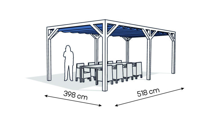 Pergola  PW drewno lakierowane 398 x 518 cm  biale