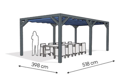 Pergola  PW drewno lakierowane 398 x 518 cm  antracyt