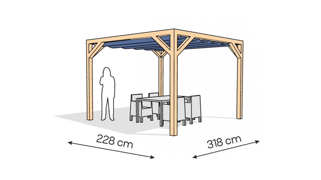 Pergola  PW drewno lakierowane 228 x 318 cm  lakier bezbarwny