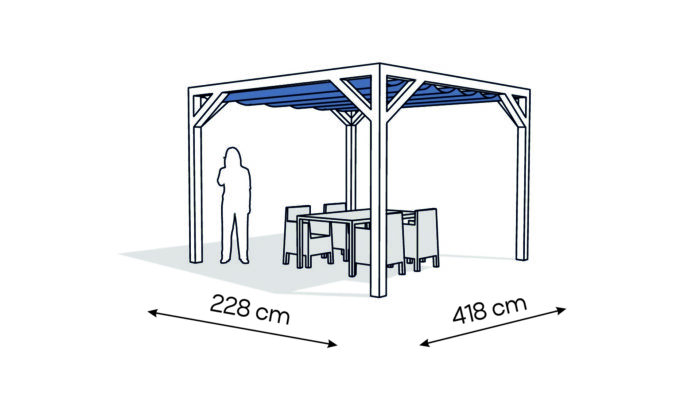 Pergola  PW drewno lakierowane 228 x 418 cm  biale