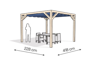 Pergola  PW drewno surowe 228 x 418 cm