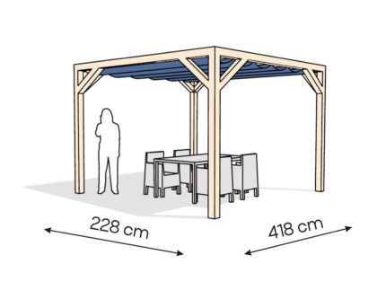 Pergola  PW drewno surowe 228 x 418 cm