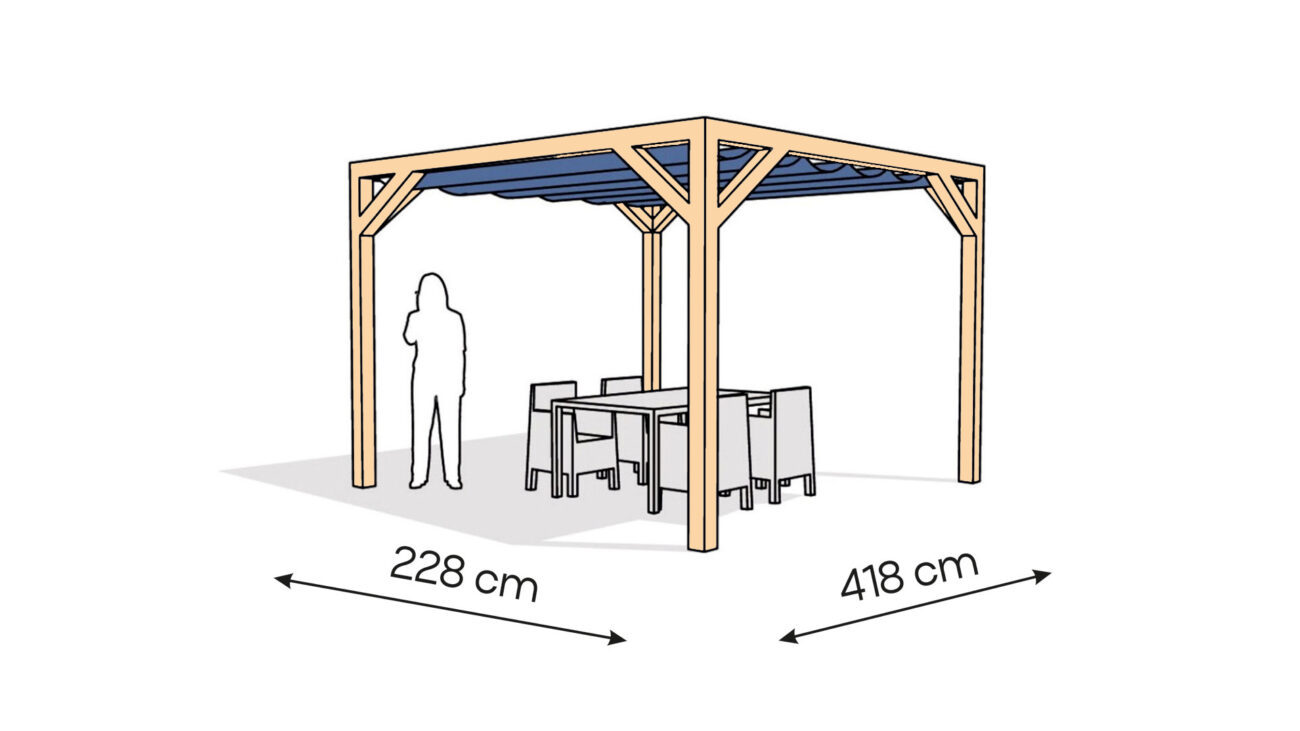 Pergola  PW drewno lakierowane 228 x 418 cm  lakier bezbarwny