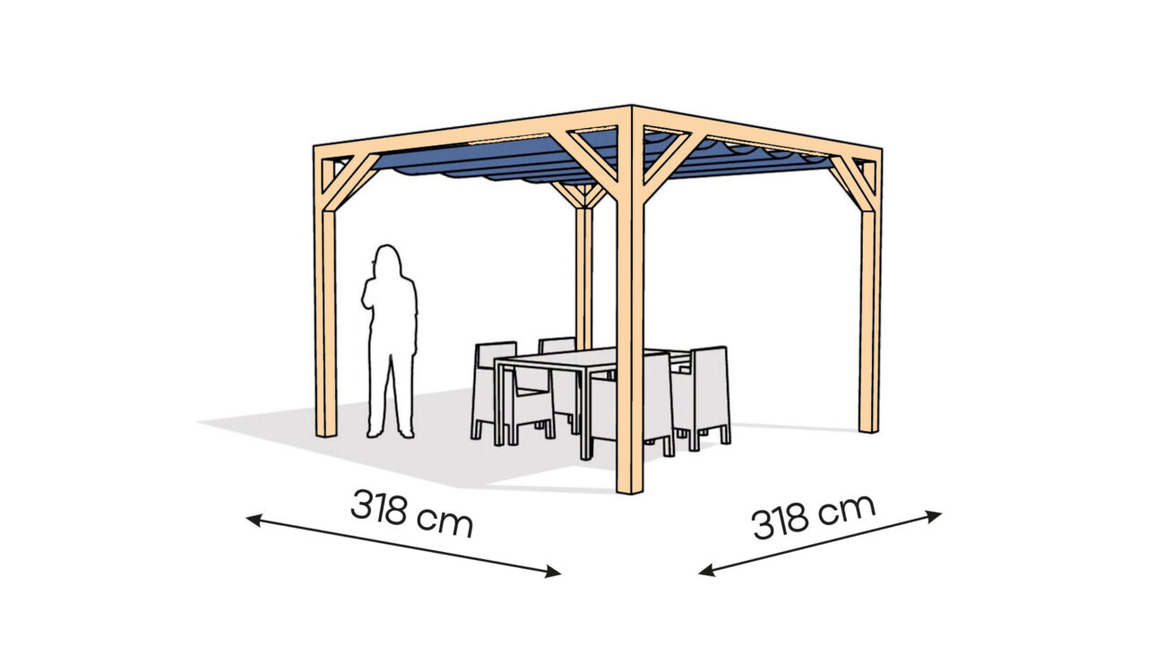 Pergola  PW drewno lakierowane 318 x 318 cm  lakier bezbarwny
