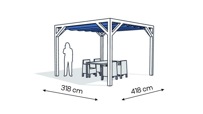 Pergola  PW drewno lakierowane 318 x 418 cm  biale