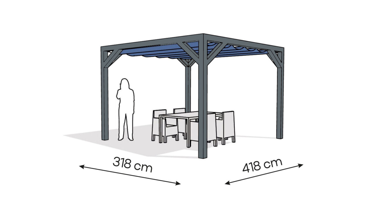 Pergola  PW drewno lakierowane 318 x 418 cm  antracyt