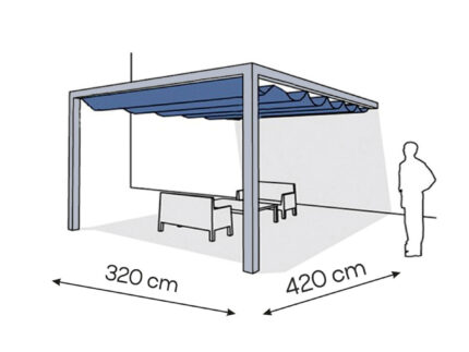 Pergola aluminiowa PS1 320 x 420 cm - Srebrny