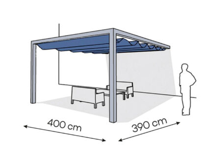 Pergola aluminiowa PS1 400 x 390 cm - Srebrny