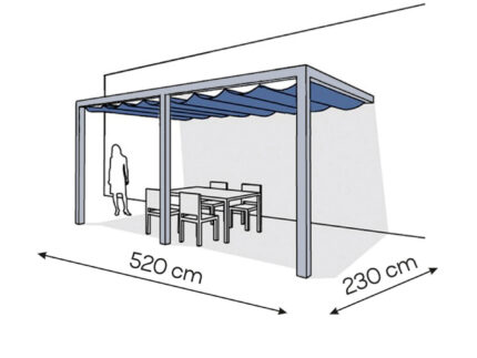 Pergola aluminiowa PS2 230 x 520 cm - Srebrny